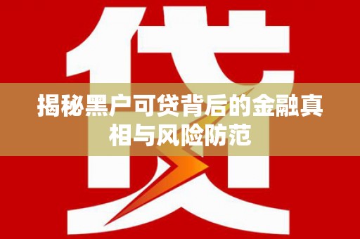 革吉揭秘黑户可贷背后的金融真相与风险防范
