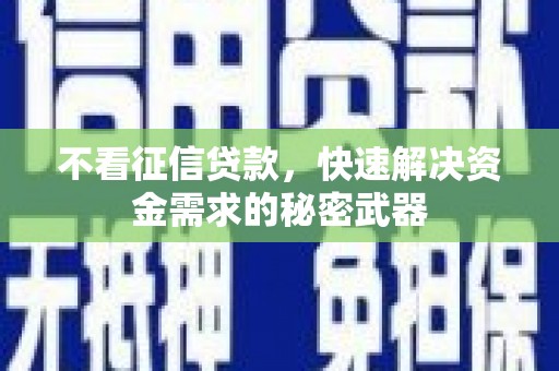 孟村不看征信贷款，快速解决资金需求的秘密武器
